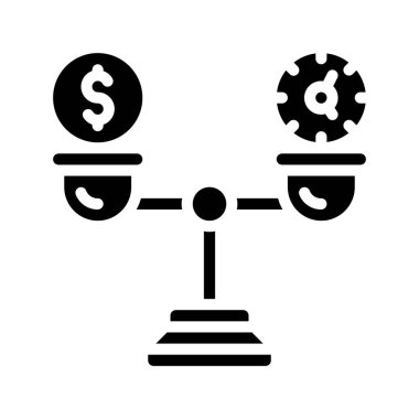 Para ve Zaman Dengesi web simgesi düz tasarım, vektör illüstrasyonu                                     