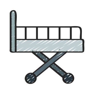 Hastane Gurney Yatak yassı simgesi, vektör illüstrasyonu 