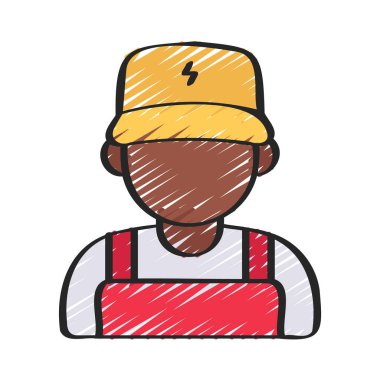 Elektrikçi İş yassı simgesi, vektör illüstrasyonu 