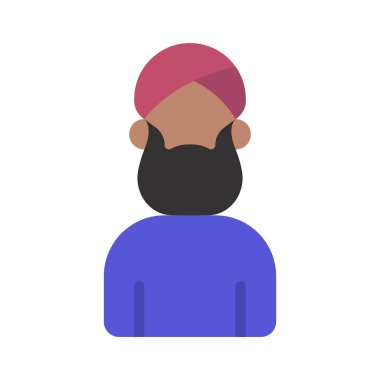 Sikh Man web simgesi düz tasarım, vektör illüstrasyonu