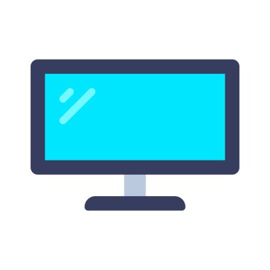 Geniş Ekran Monitörü Web simgesi düz tasarım, vektör illüstrasyonu