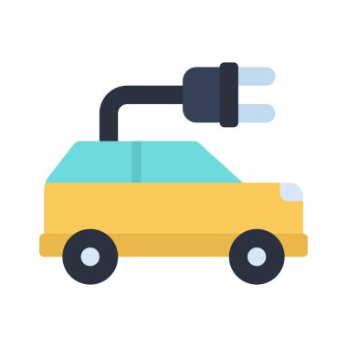 Beyaz arkaplanda elektrikli araba simgesi