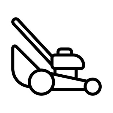 Çim biçme makinesi düz simgesi, vektör illüstrasyonu 