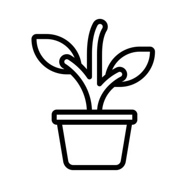 pot simgesinde, vektör çizim bitki