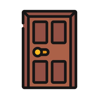 Ahşap Ön Kapı ikon vektör illüstrasyonu