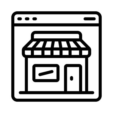 Dükkanı düz simgesi, vektör çizim 