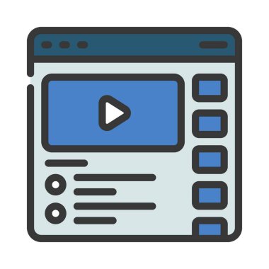 Video Akımı Web Sitesi ikon vektör illüstrasyonu