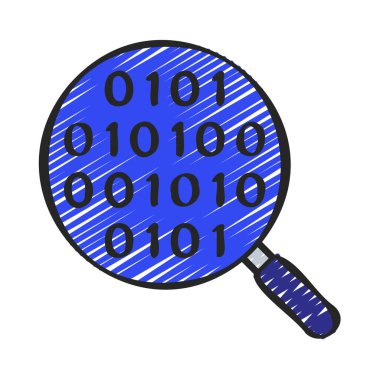 büyüteç ikili kod simgesi, basit biçim