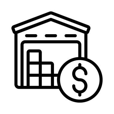 Depo Maliyeti simgesi, vektör illüstrasyonu 