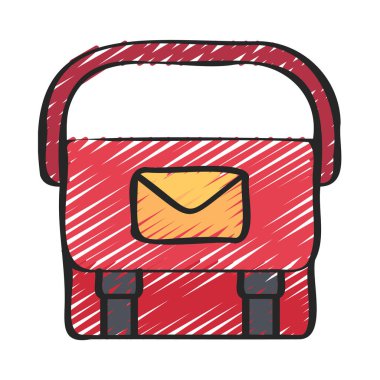 Posta Satchel Bag simgesi, vektör illüstrasyonu 