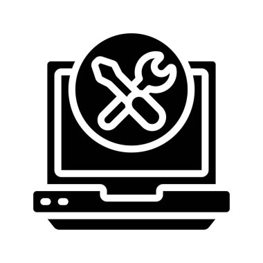 Dizüstü bilgisayar yapılandırma simgesi, vektör illüstrasyonu 