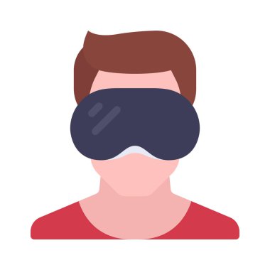 VR Gözlük Simgesi Giyen Adam, basit vektör çizimi