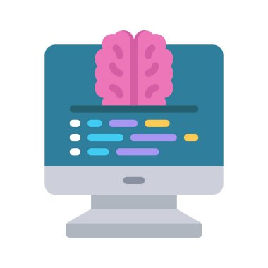 Kod Makinesi Öğrenme simgesi, vektör illüstrasyonu                   