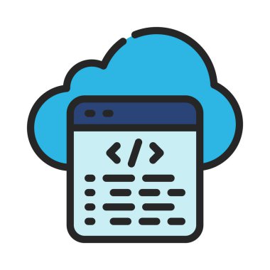 Kodlama Web Sitesi Bulut Simgesi, Vektör İllüstrasyonu