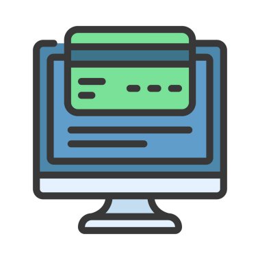 Bilgisayar Kredi simgesi, vektör illüstrasyonu 