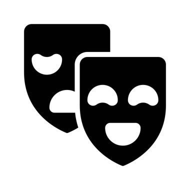 Tiyatroya Yüzler simgesi, vektör illüstrasyonu basit tasarım