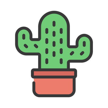 Mini kaktüs düz ikonu, vektör illüstrasyonu