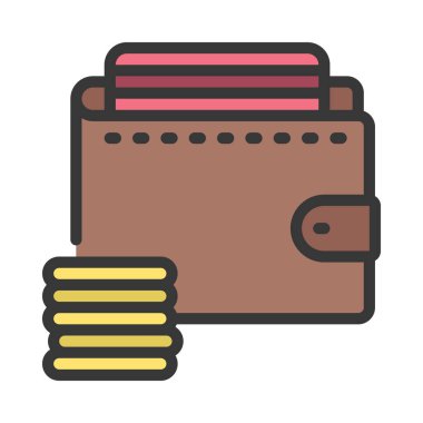 Sikke vektör illüstrasyon tasarımlı dijital cüzdan 