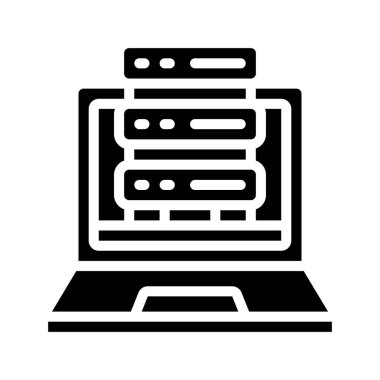 Laptop Sunucu simgesi, vektör illüstrasyonu 