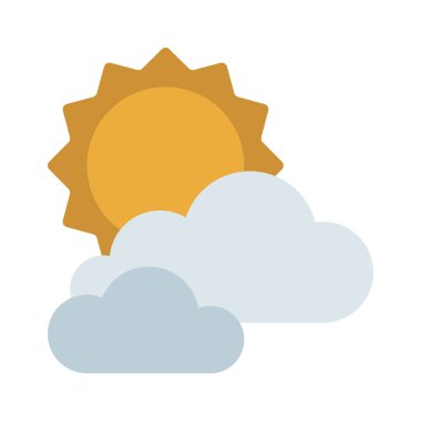 Bulutların Arkasındaki Güneş Işığı Simgesi, Vektör İllüstrasyonu