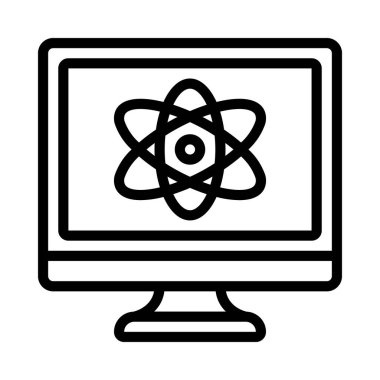 Kuantum Hesaplama simgesi basit düz illüstrasyon