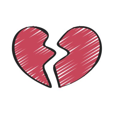 Kırık kalp ikonu vektör çizimi tasarımı