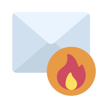 E- posta Ateş simgesi, vektör illüstrasyonu