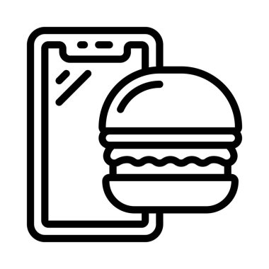 Hamburgerli akıllı telefon, Fast Food, vektör çizim tasarımı