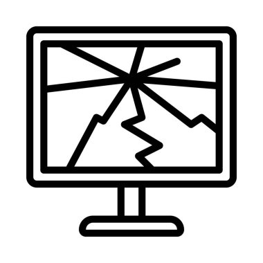 Çatlak Ekran Monitörü simge vektör illüstrasyon tasarımı