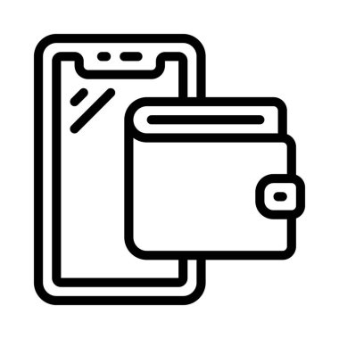 akıllı telefon vektör illüstrasyon tasarımlı dijital cüzdan 