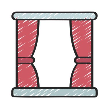 Tiyatro Perdeleri düz simge, vektör illüstrasyonu 