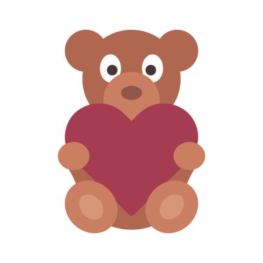 Kalp karikatürü vektör illüstrasyonlu ayı kalbi