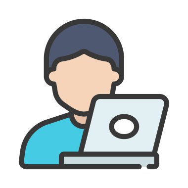 Freelancer düz simgesi, vektör illüstrasyonu 