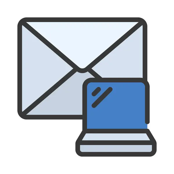 Laptop Posta Simgesi Vektör Llüstrasyonu — Stok Vektör