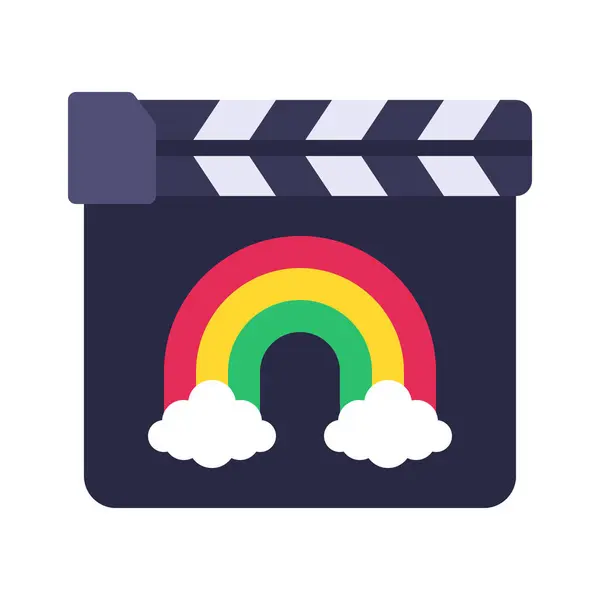 Movie Clapper Rainbow Icon Vector Illustration — Stock Vector