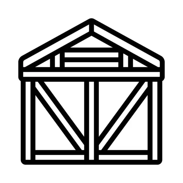 Holzrahmenhaus Einfache Ikone Vektor Illustration — Stockvektor