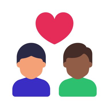 Erkek Çift Web simgesi düz tasarım, vektör illüstrasyonu