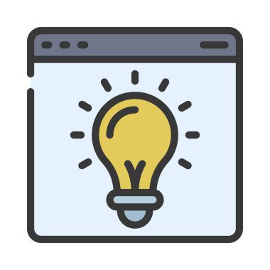 Tarayıcı simgesinde ampul, vektör illüstrasyonu