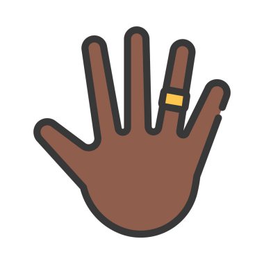 Ring On Hand web simgesi düz tasarım, vektör illüstrasyonu
