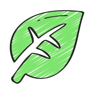 Beyaz arkaplanda yaprak simgesi, vektör illüstrasyonu 