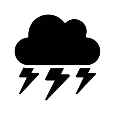 Gök Gürültüsü Bulutu Simgesi, Vektör İllüstrasyonu