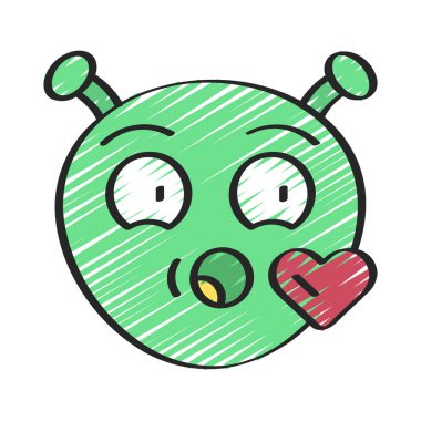 Blow Kiss emoji yüz simgesi düz stil simgesi             