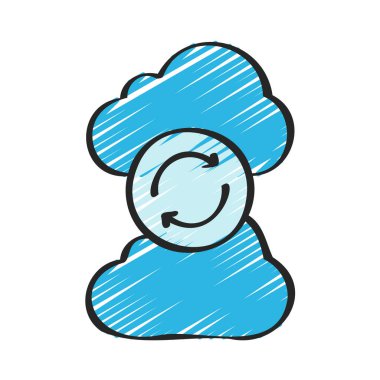 İki Bulut Simgesini Eşzamanla, Vektör İllüzyonu