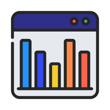 Bar Grafiği Web Sitesi ikon vektör illüstrasyonu 