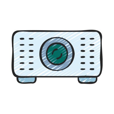 Projektör web simgesi düz tasarım, vektör illüstrasyonu