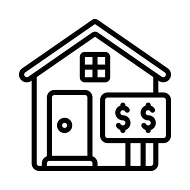 Ev satışı simgesi, vektör illüstrasyonu  