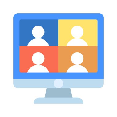 Grup Çağrısı düz simgesi, vektör illüstrasyonu 