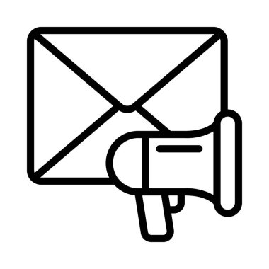 Hoparlörlü E- posta Pazarlaması, Beyaz Arkaplanda İzole Edilmiş Simge 