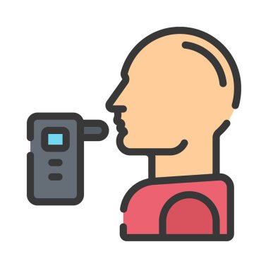 Nefes analizi düz simgesi, vektör illüstrasyonu 