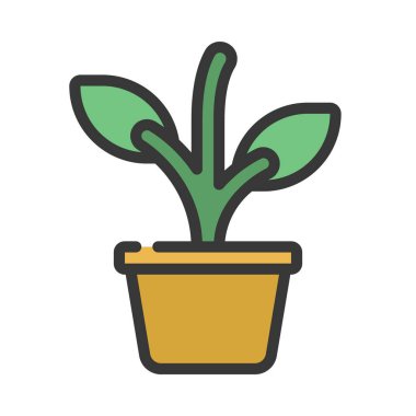 pot simgesinde, vektör çizim bitki